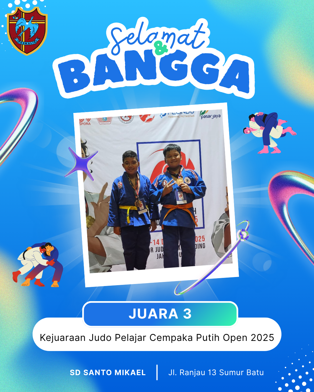 Juara 3 (SD -55 dan -66 kg) Kejuaraan Pelajar Cempaka Putih Open 2026