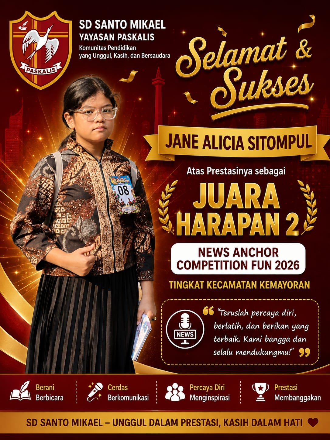 Juara Harapan 2 News Anchor Kids English Fun Tingkat Kecamatan Kemayoran Tahun 2026